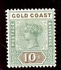 Gold Coast 1900 QV 10s green & brown MLH. SG 34. Sc 35.