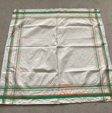 Vintage quadratische gestreifte Leinen Tischdecke - grüne und orange Streifen 120 x 116 cm