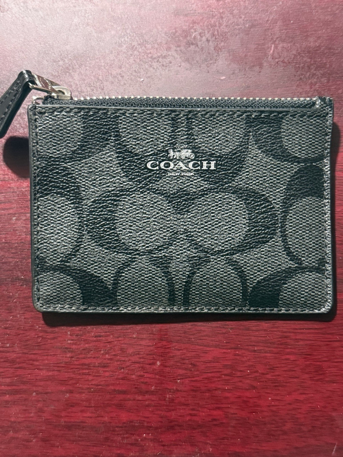 Older Coach Wristlet Wallet Black Leather Silver Hardware