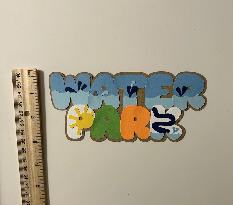 Water Park Scrapbook Title Handmade Paper Pieced Die Cut Pool Swimming - Image 3 of 3