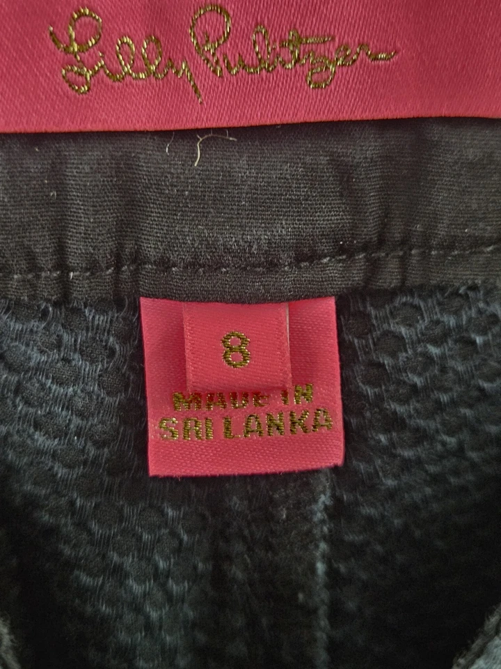 Shorts feminino Lilly Pulitzer tamanho 8 preto The Buttercup texturizado recortado 004212 - Imagem 4 de 4