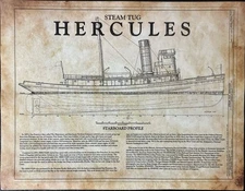 Steam Tug Hercules Print Starboard Profile San Francisco History Boat Nautical