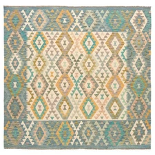 Kelim Afghan 196X205 Cm Handwoven Oriental Carpet Rug Wool Beige