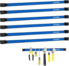 6 Pieces 24" Magnetic Tool Holder Strip, Blue Magnet Bar, Metal Tool Organizer R
