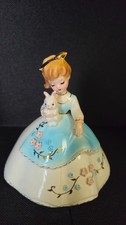 Rare Josef Originals Girl Figurine with Bunny / Rabbit from Little Pet Series
