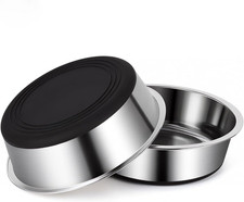 Durable Stainless Steel Dog Bowls with Non-Slip Rubber Base 2 Pack, 3 Cups 