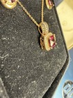 LeVian 14k Necklace Earrings Set Red Stones Clear Diamonds — photo 8