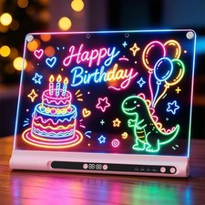 16" Rechargeable Drawing Board for , 9-Color Neon Glow Drawing , Light Up Acr...