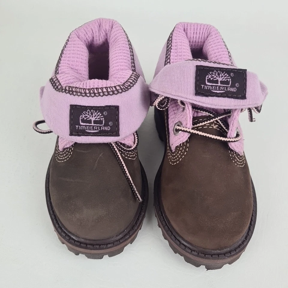 🚨 Timberland рулон верхний шестигранный малыш ботинки 29857 водонепроницаемый коричневый кожаный размер 8 - Изображение 4 из 4