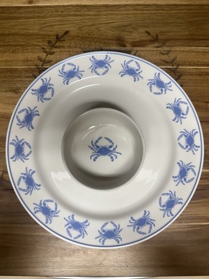 Gemware Crab Pattern Ceramic Chip & Dip Bowl Set Oven Microwave Safe