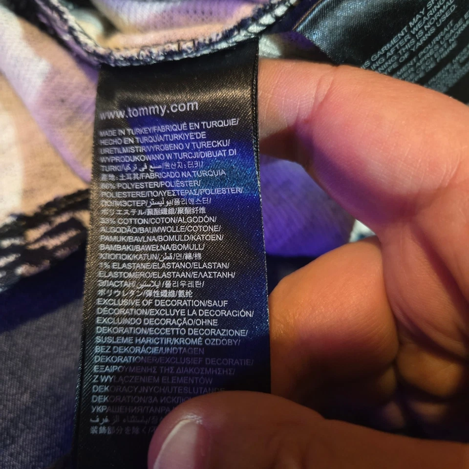 Mini-saia Tommy Hilfiger denim malha alargada média azul marinho branco - Imagem 4 de 4