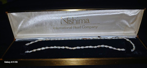 Nishima International Baroque White Pearl Beaded Choker 14k YG Necklace