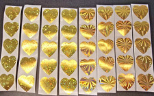 Valentines Day Stickers Labels Shiny Holographic Heart Love Gold Decoration Set