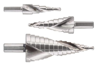 3pcs Metric Step Drill Bits for Metal, High Speed Steel Spiral Step Drill Bit, U