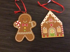 Christmas Gingerbread House And Gingerbread Man Ornaments New