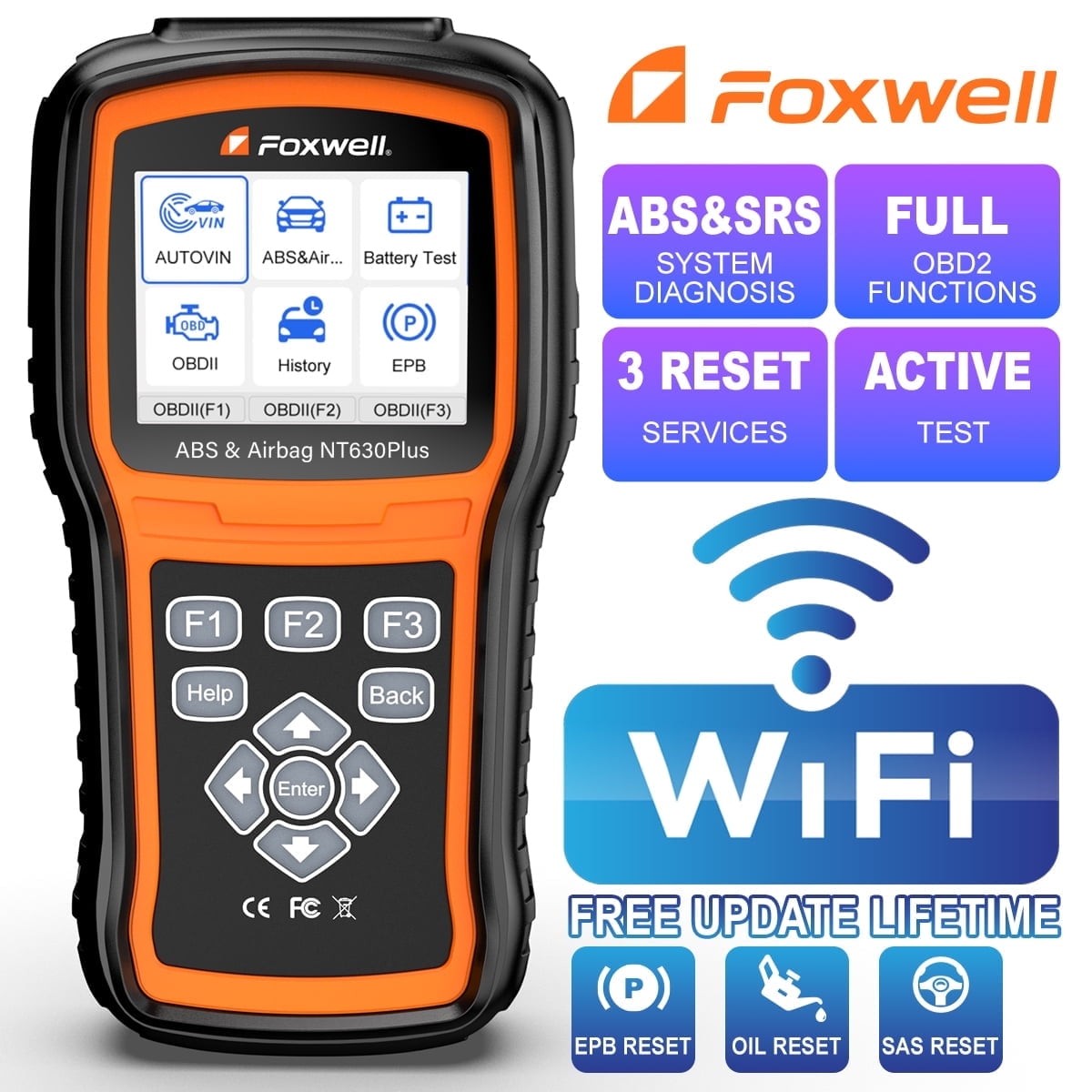 Foxwell Nt630 Plus Auto ABS Bleeding SRS SAS Reset OBD2 Scanner