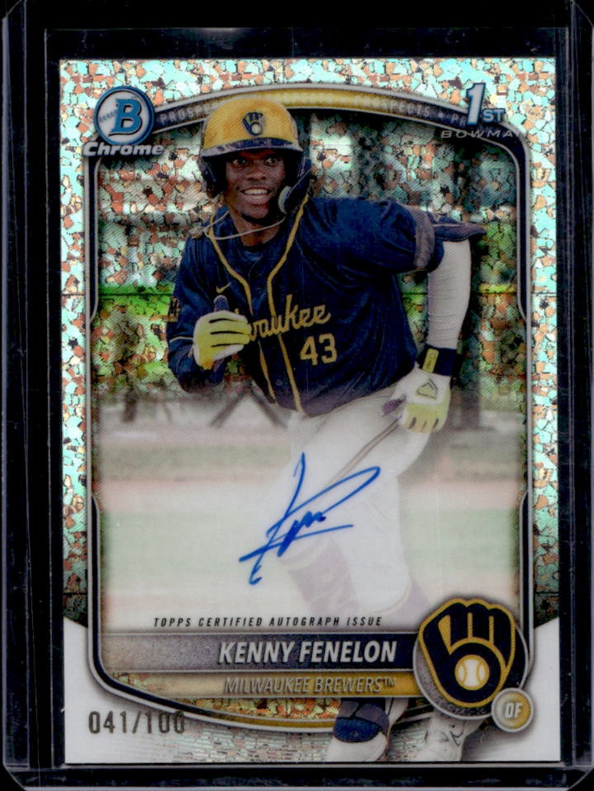 2025 Bowman Chrome Kenny Fenelon Auto Mini Diamonds Refractor 1st #41/100