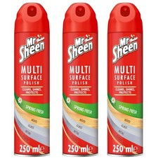 Mr Sheen Multi-Surface Spring Fresh Polish Spray 250ml For Wood Glass Metal 3PK