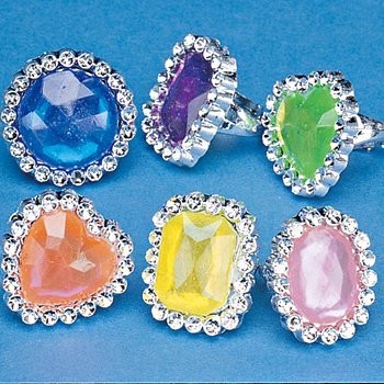72ct Fun Express Colorful Rhinestone Rings Jewelry Rings Party Favors