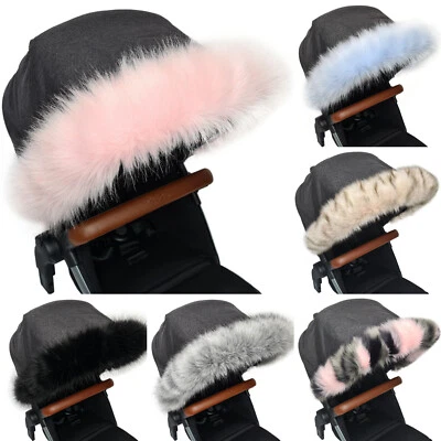 Luxury Faux Furs Pram Fur Hood Trim Universal Fit to All Brand Model Made in UK