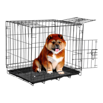 Dog Cage With Litter Tray Puppy Pet Cages Travel Transport Crate