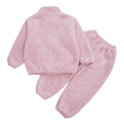 Unisex Kids Outfits Winter Set Long Sleeve Sleepwear Zipper Stand Collar Casual - Picture 21 of 53