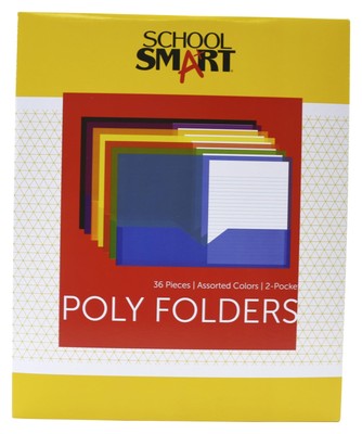 2-Pocket Poly Folders, Assorted Colors, Pack of 36