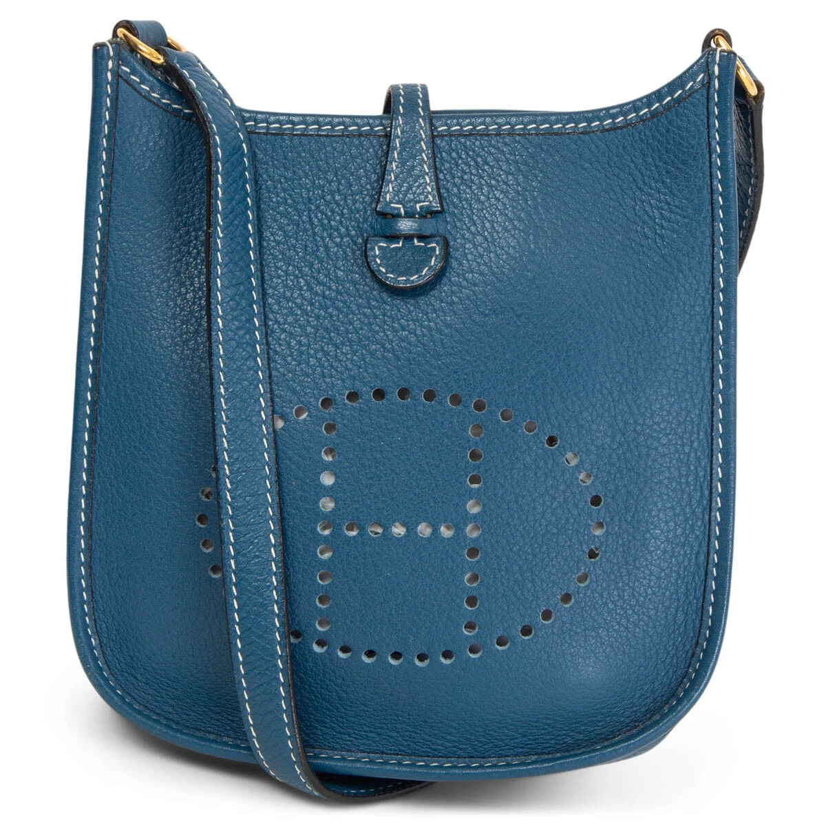 HERMES Evelyne TPM Clemence Leather Crossbody Bag Blue