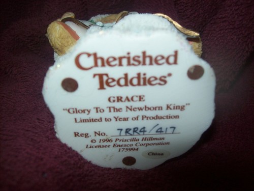 Cherished Teddies Grace "GLORY TO THE NEWBORN KING" 175994 PreOwned 1996 Ltd Ed - Picture 5 of 5