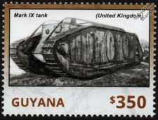 WWI British Mark IX Armoured Fighting/Personnel Vehicle Tank Stamp (2014 Guyana)