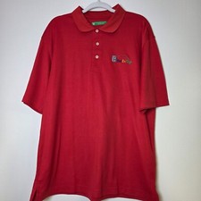 PGA Tour FedEx Cup Polo Golf Shirt Vibrant Red Solid XL Logo Sleeve