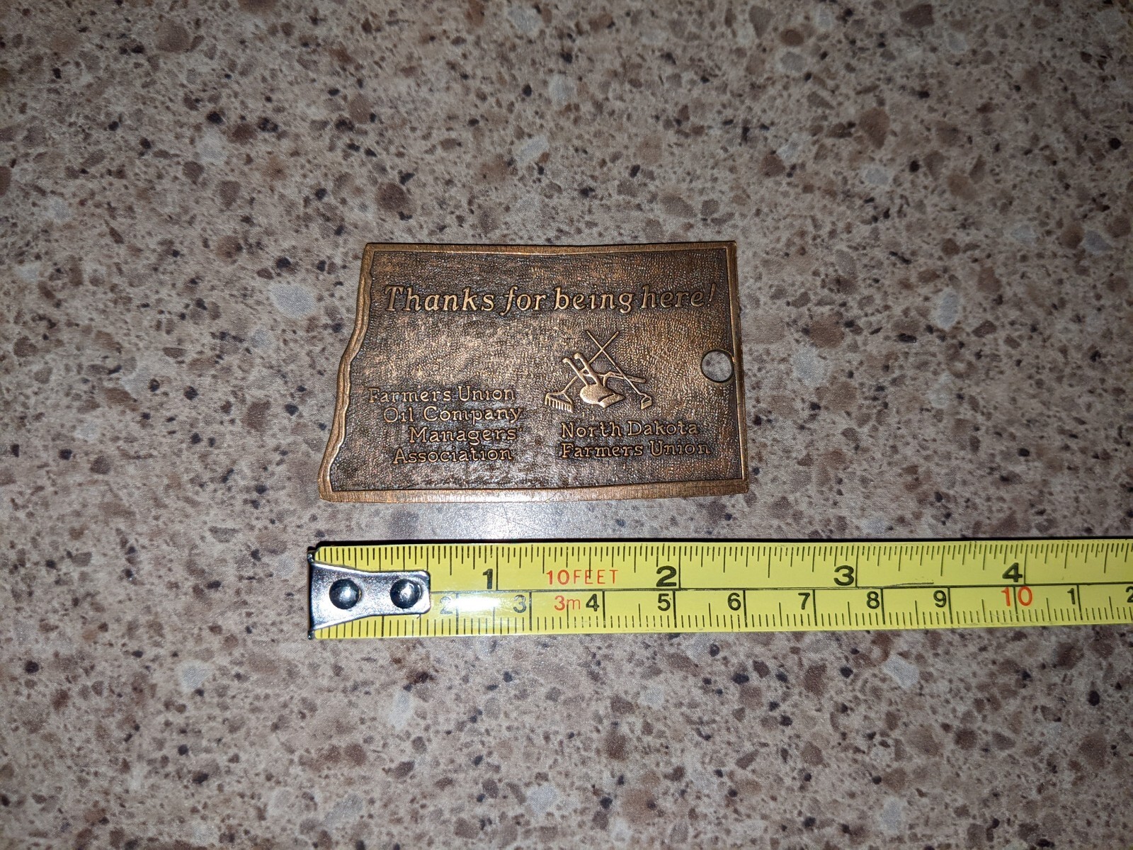 Vintage 1987 North Dakota Farmers Union Cenex Metal Keychain Medallion