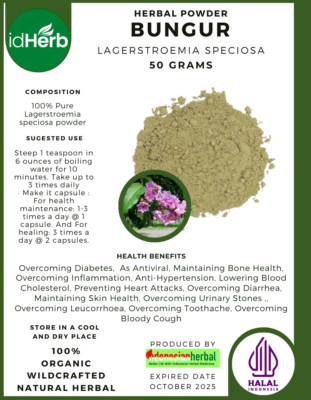 [idHerb] POWDER BUNGUR Lagerstroemia speciosa NATURAL HERBAL ORGANIK FRESH