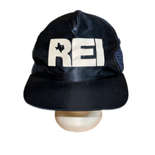 Rare Vintage REI synthetic navy blue Hat snap Back Made in USA outdoor industry