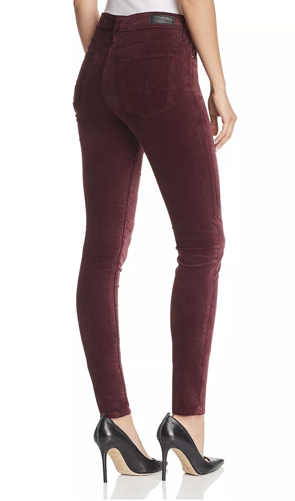 AG Farrah High Rise Women Size 26 Skinny Jeans Rich Carmine Velvet  thumbnail 2