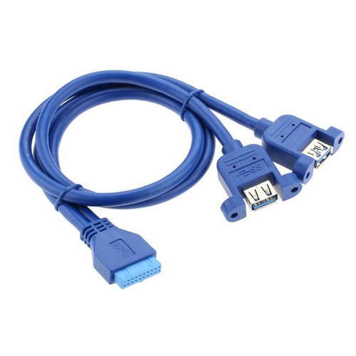 20 Pin to USB 3.0 A Female 2 Port Panel Mount Extension Motherboard Header Cable - 第 6/8 張圖片