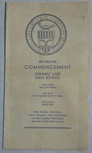 Vintage Saranac Lake High School Commencement Programs 1948-1951 - Picture 8 of 13