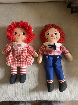 Vtg Rare Raggedy Ann Doll Knickerbocker Red Checkered Dress and
