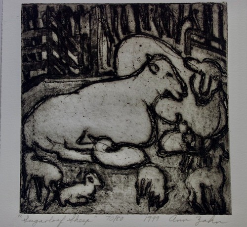 Linocut - sin marco firmado Ann Zahn - 1999 - limitado - Impresores del área de Washington - Imagen 2 de 10