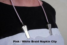 Pink/White Braid Napkin Clip