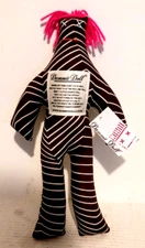 DAMMIT DOLL Brown With White Chevron Pink Hair 12" New W/Tags 2020 Fast Ship!