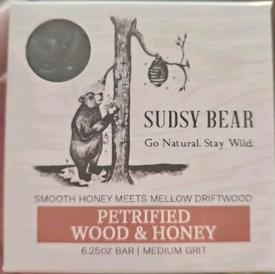Sudsy Bear Soap - PETRIFIED WOOD & HONEY Scent - 6.25ish oz Soap Bar