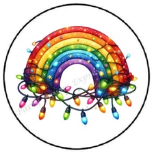 CHRISTMAS LIGHTS LIGHT BULBS RAINBOW ENVELOPE SEALS LABELS STICKERS PARTY FAVORS