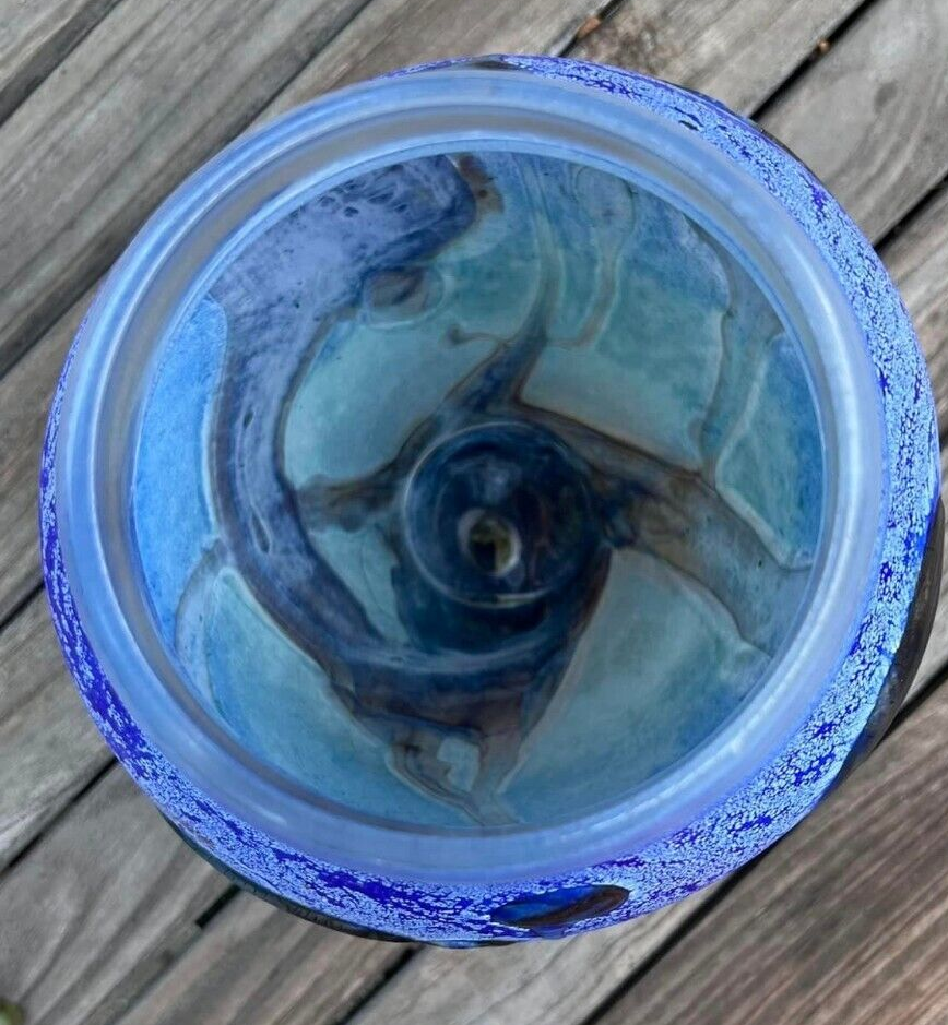 Vase Art Glass signed - Jean Claude Novaro, France 1986, Blue | eBay