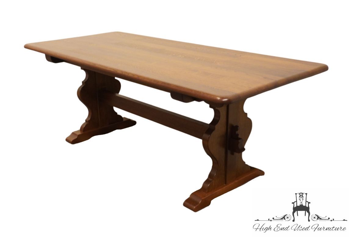 VINTAGE RUSTIC EUROPEAN Style Solid Walnut 78" Trestle Dining Table eBay