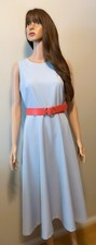 Vince Camuto Pale Blue A-Line Sleeveless Coral Color Belt Size 6