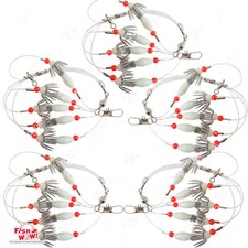 Qty 5 Fish WOW! GLOW 5-hook Squid Catcher Rig Ganglion Fishing Terminal hook NEW