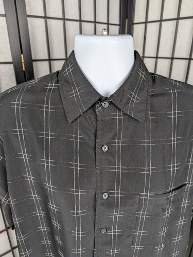 George Men's Sueded Plaid Button-Up Short Sleeve Shirt Black M 38-40" EUC - Picture 2 of 19