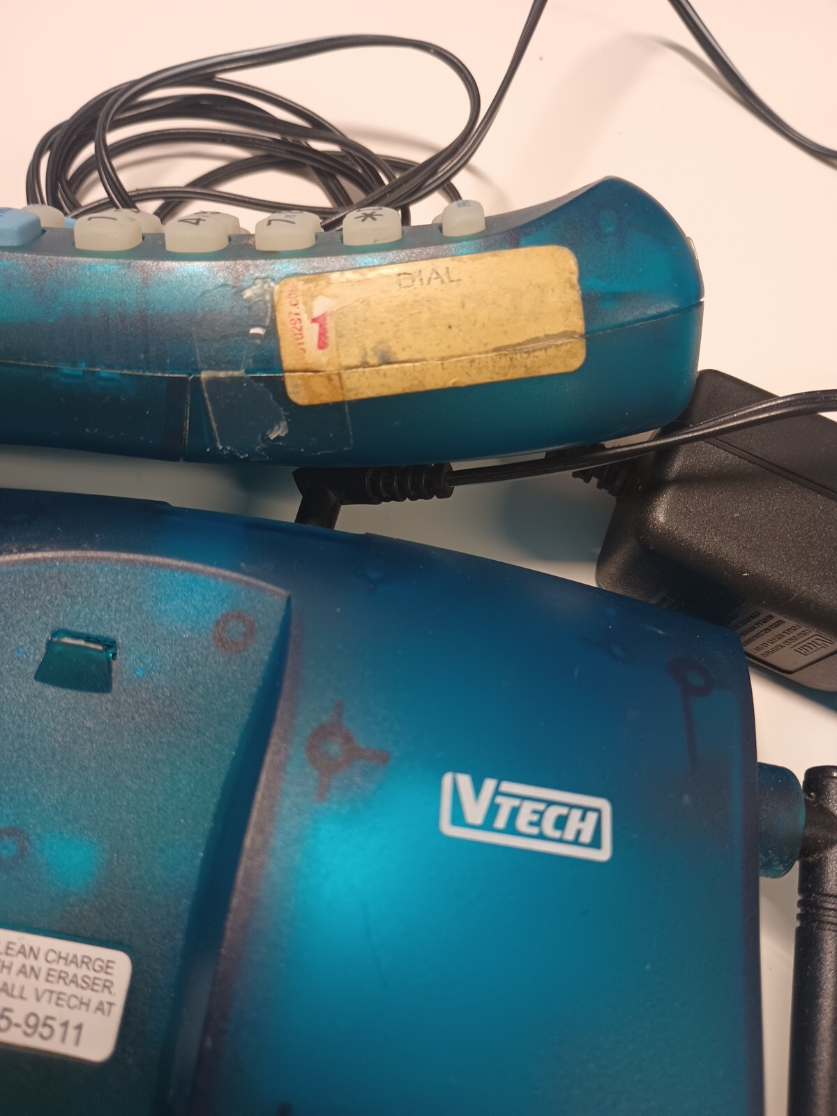 Vtech VT9111 900Mhz Translucent Blue Cordless Phone W/base Untested'90s