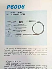 Tektronix Probe P6006 BNC 10X 3.5ft 10MOhms +Accessories +Instruction Manual NEW